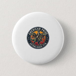 Patriotic George Washington Riding T-rex American 2 Inch Round Button