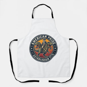 Patriotic George Washington Riding T-rex American Apron