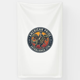 Patriotic George Washington Riding T-rex American Banner