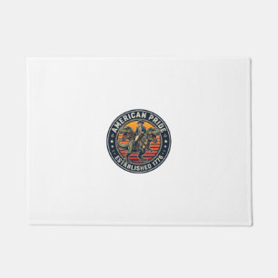 Patriotic George Washington Riding T-rex American Doormat