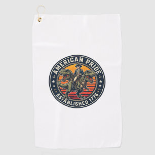 Patriotic George Washington Riding T-rex American  Golf Towel