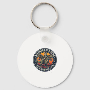 Patriotic George Washington Riding T-rex American Keychain