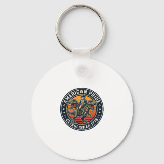 Patriotic George Washington Riding T-rex American  Keychain