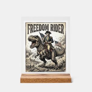 Patriotic George Washington Riding T-rex Freedom R Acrylic Sign