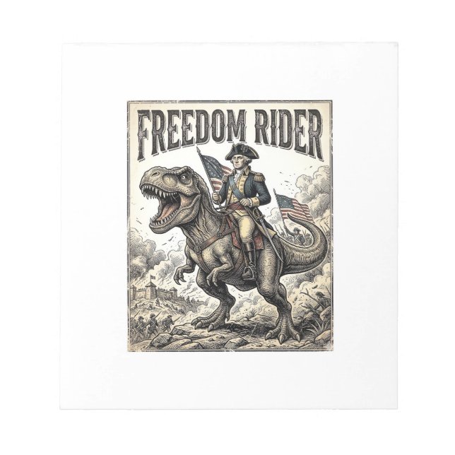 Patriotic George Washington Riding T-rex Freedom R Notepad (Front)