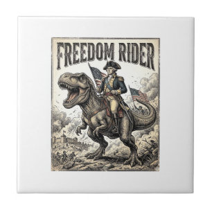 Patriotic George Washington Riding T-rex Freedom R Tile