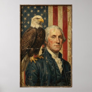 Patriotic George Washington with Bald Eagle  Poster