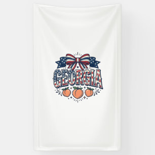 Patriotic Georgia Peach Bow Vintage 4th of July Sh Banner