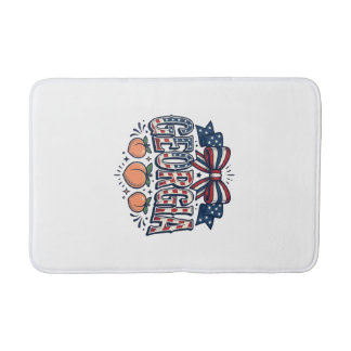 Patriotic Georgia Peach Bow Vintage 4th of July Sh Bath Mat