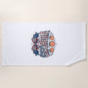 Patriotic Georgia Peach Bow Vintage 4th of July Sh Beach Towel