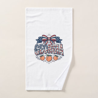 Patriotic Georgia Peach Bow Vintage 4th of July Sh Hand Towel