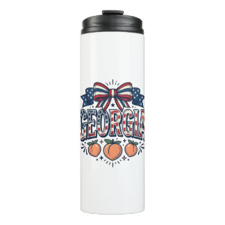Patriotic Georgia Peach Bow Vintage 4th of July Sh Thermal Tumbler