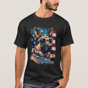 Patriotic Ger Shepherd American Flag K9 Shepherd O T-Shirt
