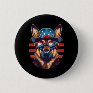 Patriotic German Shepherd American Dog Fourth Of J 2 Inch Round Button