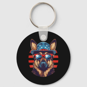Patriotic German Shepherd American Dog Fourth Of J Keychain