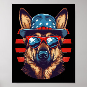 Patriotic German Shepherd American Dog Fourth Of J Poster