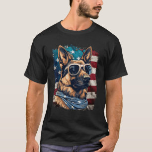 Patriotic German Shepherd American Flag 4th Of Jul T-Shirt