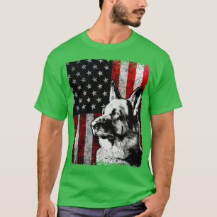 Patriotic German Shepherd American Flag Dog  - 1  T-Shirt