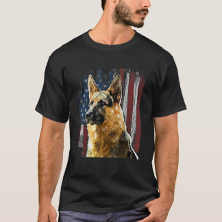 Patriotic German Shepherd American Flag Dog Gift M T-Shirt