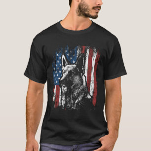 Patriotic German Shepherd American Flag Dog Gifts  T-Shirt