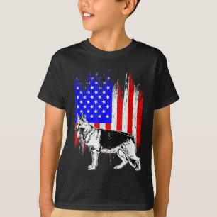 Patriotic German Shepherd AMERICAN FLAG Dog Lover T-Shirt