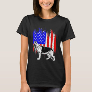 Patriotic German Shepherd American Flag Dog Lover  T-Shirt