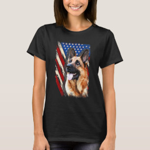 Patriotic German Shepherd American Flag Dog Men Wo T-Shirt