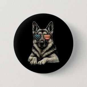 Patriotic German Shepherd Dog Usa Flag Sungles 2 Inch Round Button