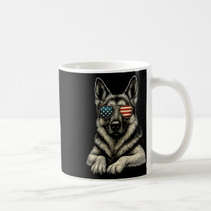 Patriotic German Shepherd Dog Usa Flag Sungles Coffee Mug