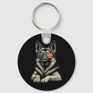 Patriotic German Shepherd Dog Usa Flag Sungles Keychain