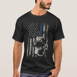 Patriotic German Shepherd K9 Unit Thin Blue Line P T-Shirt
