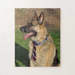 Patriotic German Shepherd Rescue Dog Jigsaw Puzzle