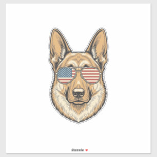 Patriotic German Shepherd Sunglasses Vintage Art_1