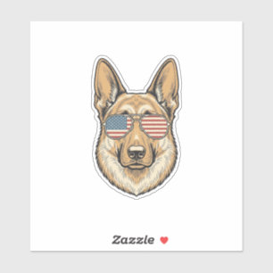 Patriotic German Shepherd Sunglasses Vintage Art_1