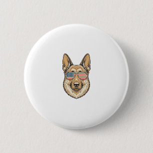 Patriotic German Shepherd Sunglasses Vintage Art_1 2 Inch Round Button