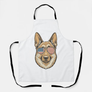 Patriotic German Shepherd Sunglasses Vintage Art_1 Apron