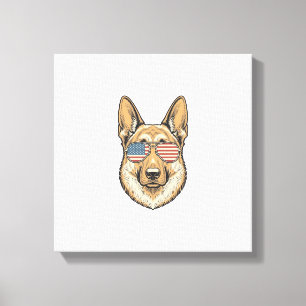 Patriotic German Shepherd Sunglasses Vintage Art_1 Canvas Print
