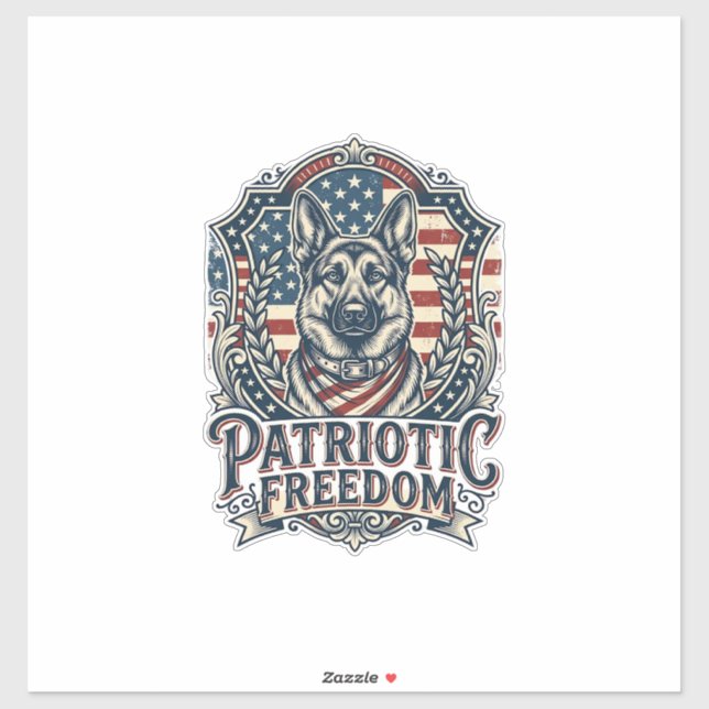 Patriotic German Shepherd Vector Graphic Tee_1 (Sheet)