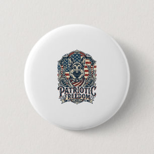 Patriotic German Shepherd Vector Graphic Tee_1 2 Inch Round Button