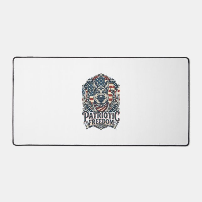 Patriotic German Shepherd Vector Graphic Tee_1 Desk Mat (Front)