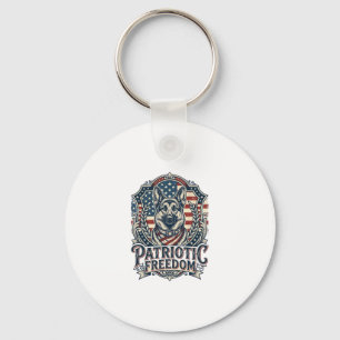 Patriotic German Shepherd Vector Graphic Tee_1 Keychain