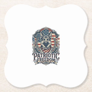 Patriotic German Shepherd Vector Graphic Tee_1 Paper Coaster