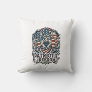 Patriotic German Shepherd Vector Graphic Tee_1 Throw Pillow