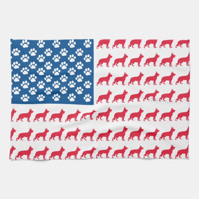 Patriotic German Shepherds Kitchen Towel (Horizontal)