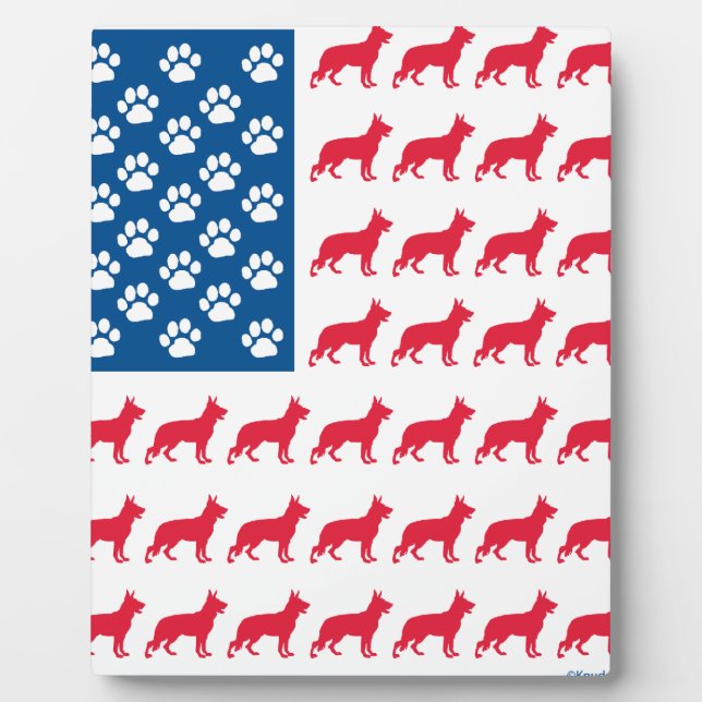 Patriotic German Shepherds Plaque (Front)