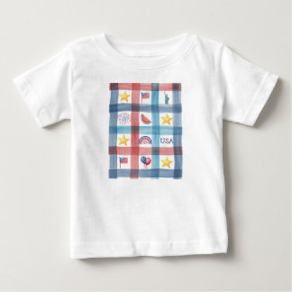 Patriotic Gingham America 4th of July Summer Baby T-Shirt