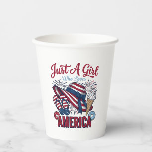 Patriotic Girl America Summer Vintage T-Shirt Desi Paper Cups