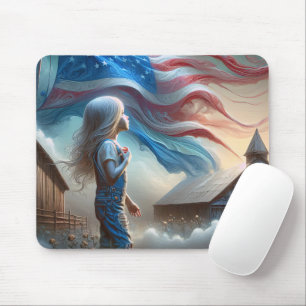 Patriotic Girl In Cotton Country Mouse Pad