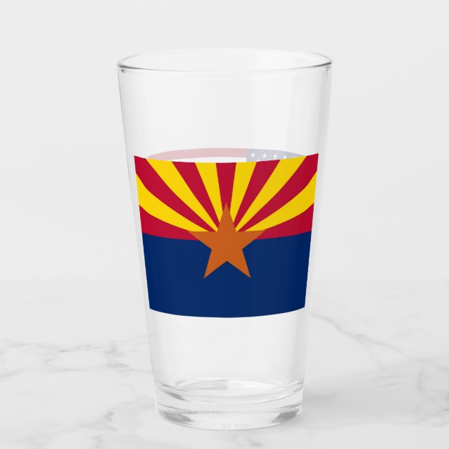 Patriotic glass cup with flag of Arizona, USA (Front)
