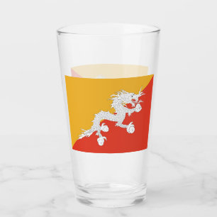 Patriotic glass cup with flag of Bhutan